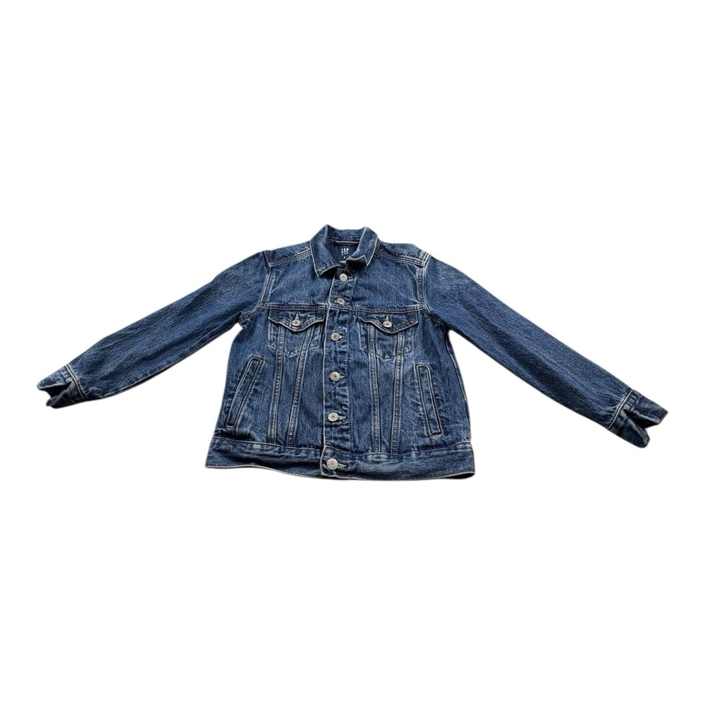 GAP Kids Denim Jacket Size M Classic Blue Jean Trucker Button Front